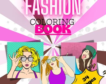Livre de coloriage mode pour filles – 34 pages imprimables | Vêtements, accessoires et mode pour filles | Téléchargement PDF instantané