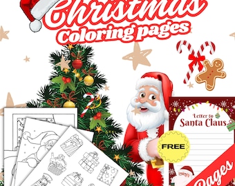 Coloriages de Noël + Lettre au Père Noël gratuite | Coloriages de Noël à imprimer pour enfants | Téléchargement PDF instantané