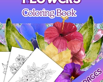 20 Coloring Pages - Printable Designs - Flowers and Relaxation - Instant Digital Download