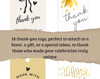 Étiquettes de remerciement à imprimer | Cadeaux d'invités, Cadeaux de gratitude, Cartes de remerciement numériques