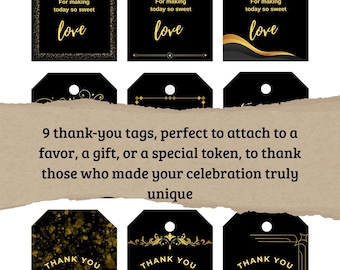 Printable Thank You Tags | Party Favors, Gratitude Gifts, Digital Thank You Cards