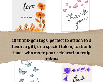 Étiquettes de remerciement à imprimer | Cadeaux d'invités, Cadeaux de gratitude, Cartes de remerciement numériques
