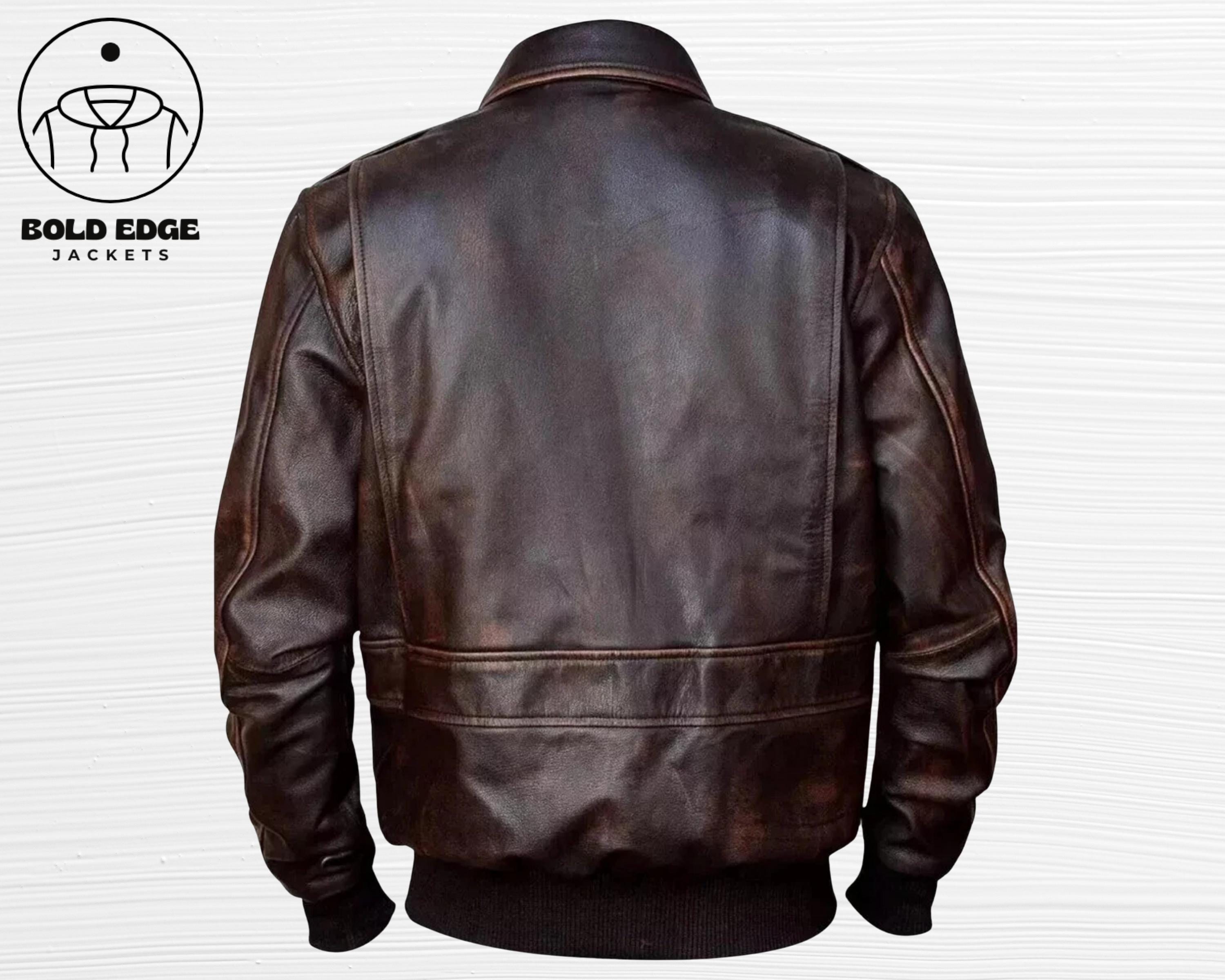Vintage A2 Aviator Leather Jacket – Brown Distressed Sheepskin WW2