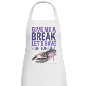 Hand-drawn Lobster on a White Apron.