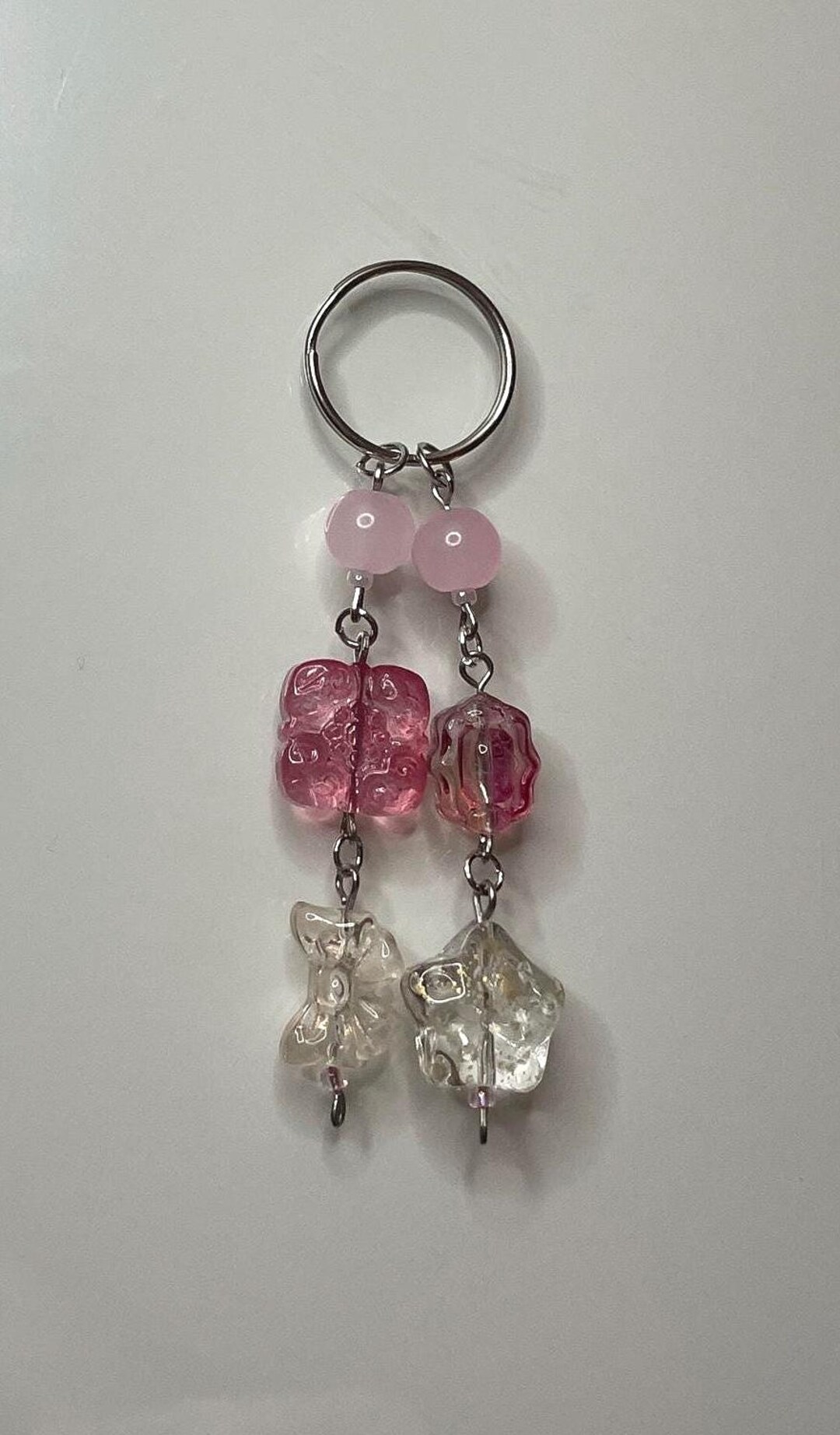 Pink Beaded Keychain - Etsy
