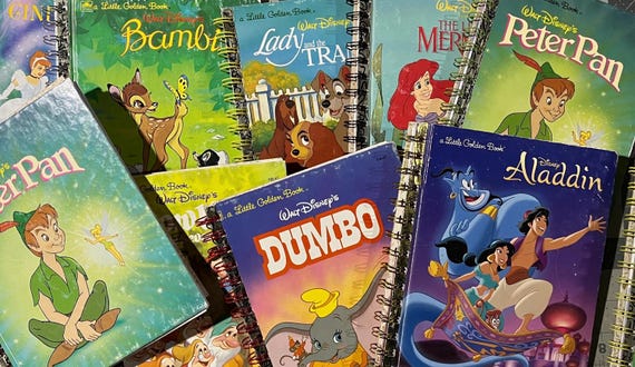 Disney Little Golden Book Junk Journal • Original Story Pages • 30 Plain White Pages • Wire-Coil Binding