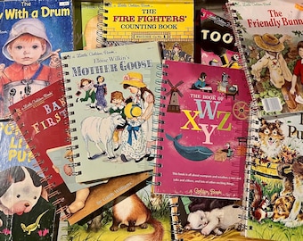 Little Golden Book Junk Journal • Original Story Pages • 30 Plain White Pages • Wire-Coil Binding