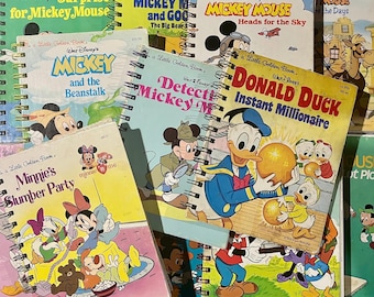 Disney Little Golden Book Junk Journal • Original Story Pages • 30 Plain White Pages • Wire-Coil Binding