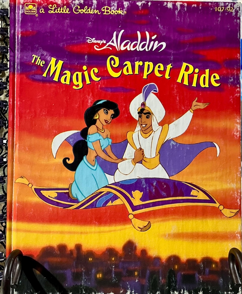Disney Little Golden Book Junk Journal • Original Story Pages • 30 Plain White Pages • Wire-Coil Binding Magic Carpet Ride
