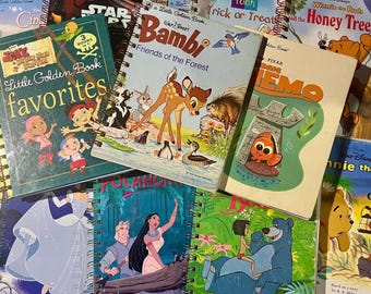 Disney Little Golden Book Junk Journal • Original Story Pages • 30 Plain White Pages • Wire-Coil Binding