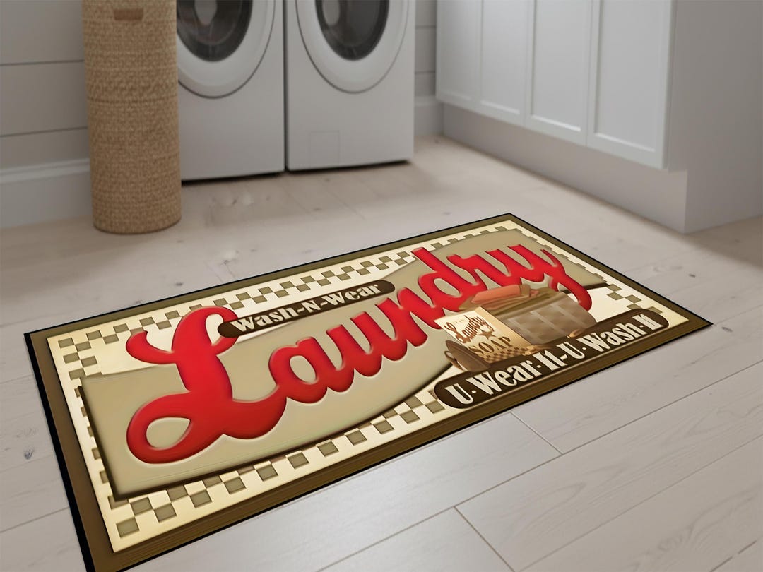 Rustic Laundry Room Rugs Vintage Laundry Room Rug, Wash Dry Fold Runner Carpet, Farmhouse ...