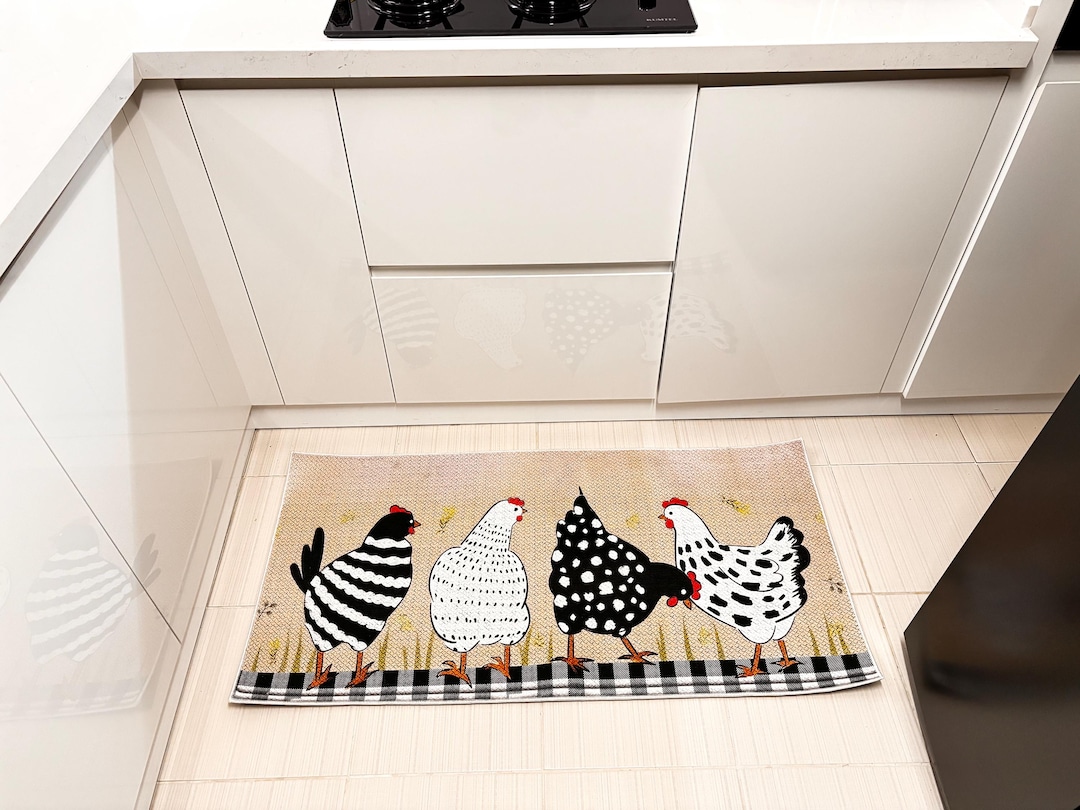 Chicken Kitchen Rug Chicken Pattern Kitchen Rug, Dining Room Rug, Machine Washable Mat - Etsy