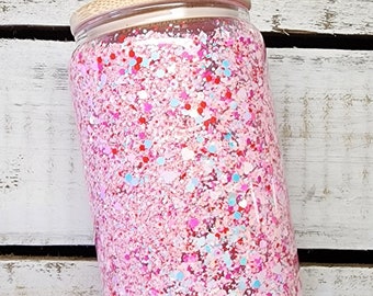 Snow Globe Glass Can - Puppy Love Glitter Mix - Valentine's Day