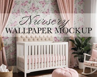 Nursery Wallpaper Mockup: Luxury Kids Room Decor PSD & JPG (in 2 sizes)