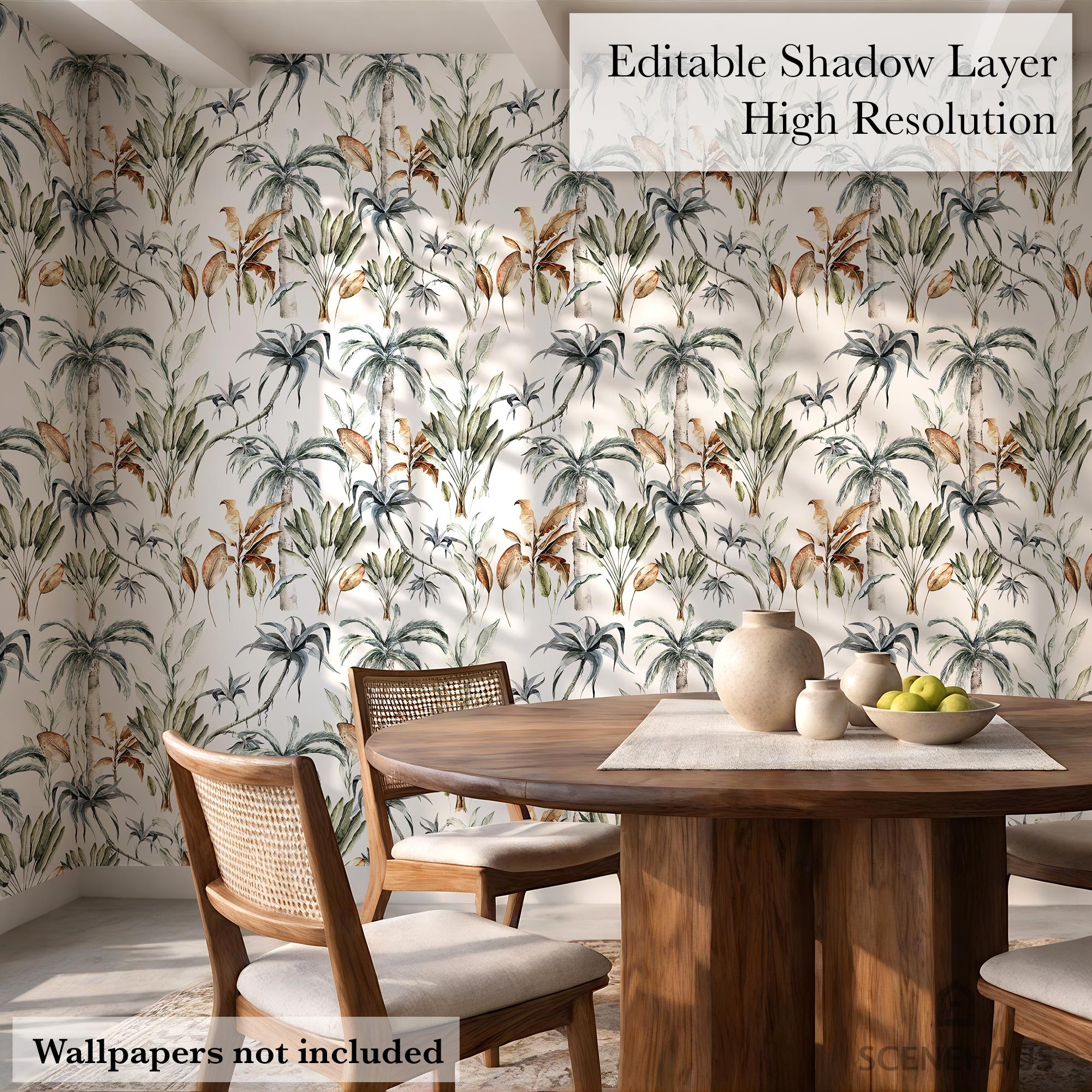 Modern Rustic Dining Room Wallpaper Mockup — Natural Light Interior ...