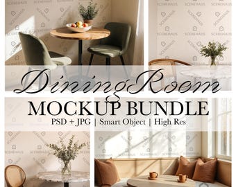 Dining Room Wallpaper Mockup Bundle - PSD (with Smart Object) & JPG - in 2 sizes