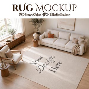 Rug Mockup — Neutral Living Room Carpet Scene (PSD & JPG)