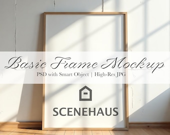 Minimalist Wooden Frame Mockup: Natural Light, Scandi Boho (PSD & JPG)