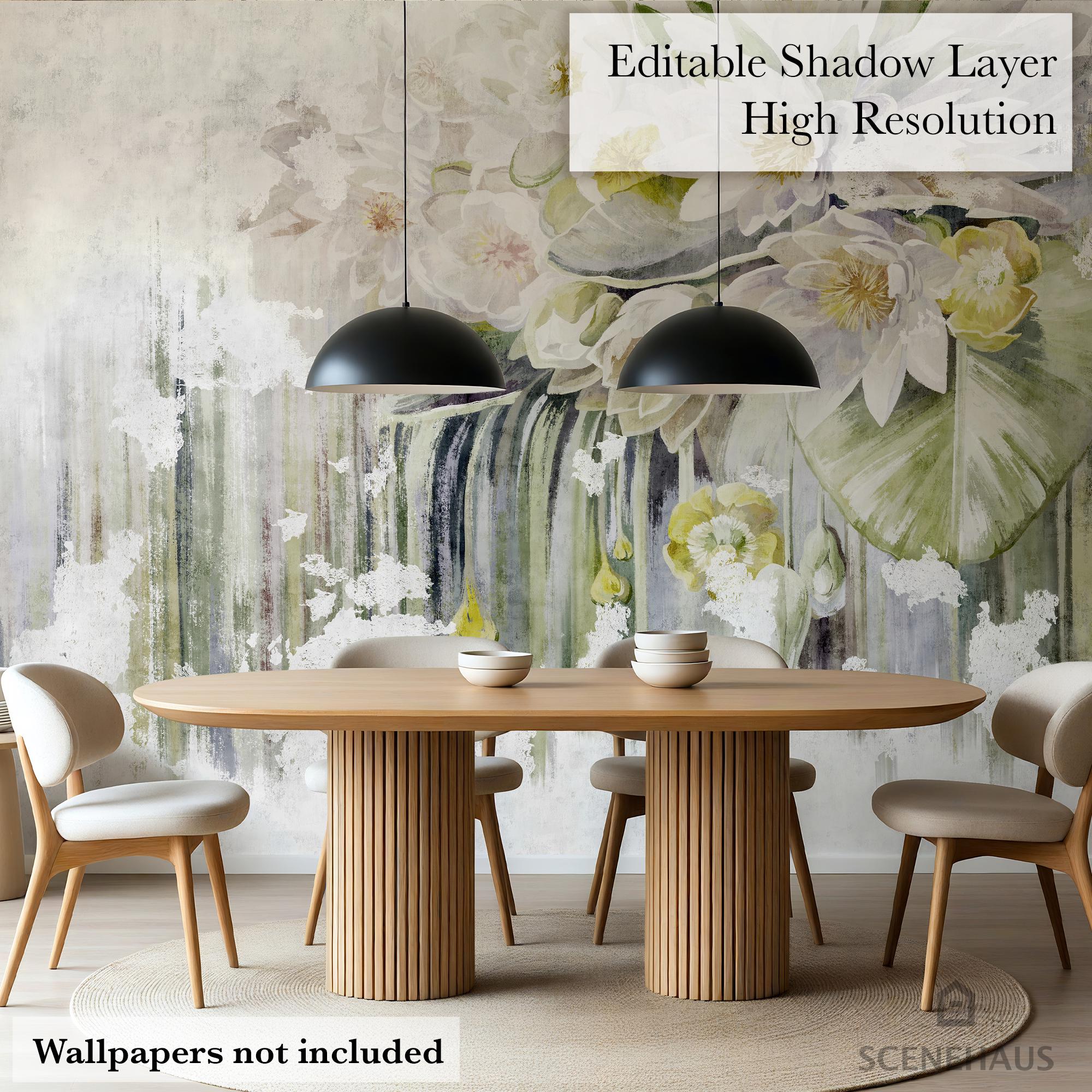 Dining Room Wallpaper Mockup — Modern Japandi Interior for Wall Mural ...