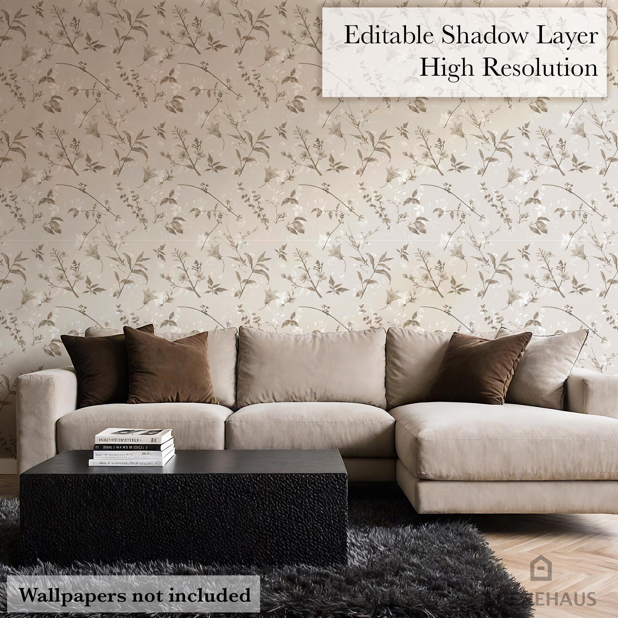 Neutral Living Room Wallpaper Mockup Bundle — 12 Cozy Interior Scenes ...