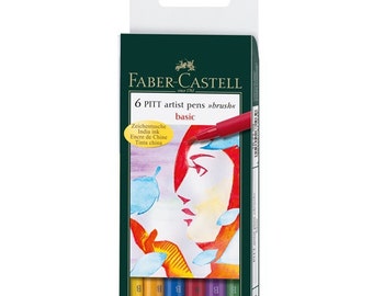 Faber-Castell India Ink PITT Artist Pen B Box of 6 'Basic'