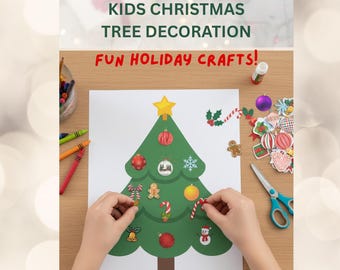 Kids DIY Christmas Tree Decorating Kit, Printable Holiday Craft (Digital Download)