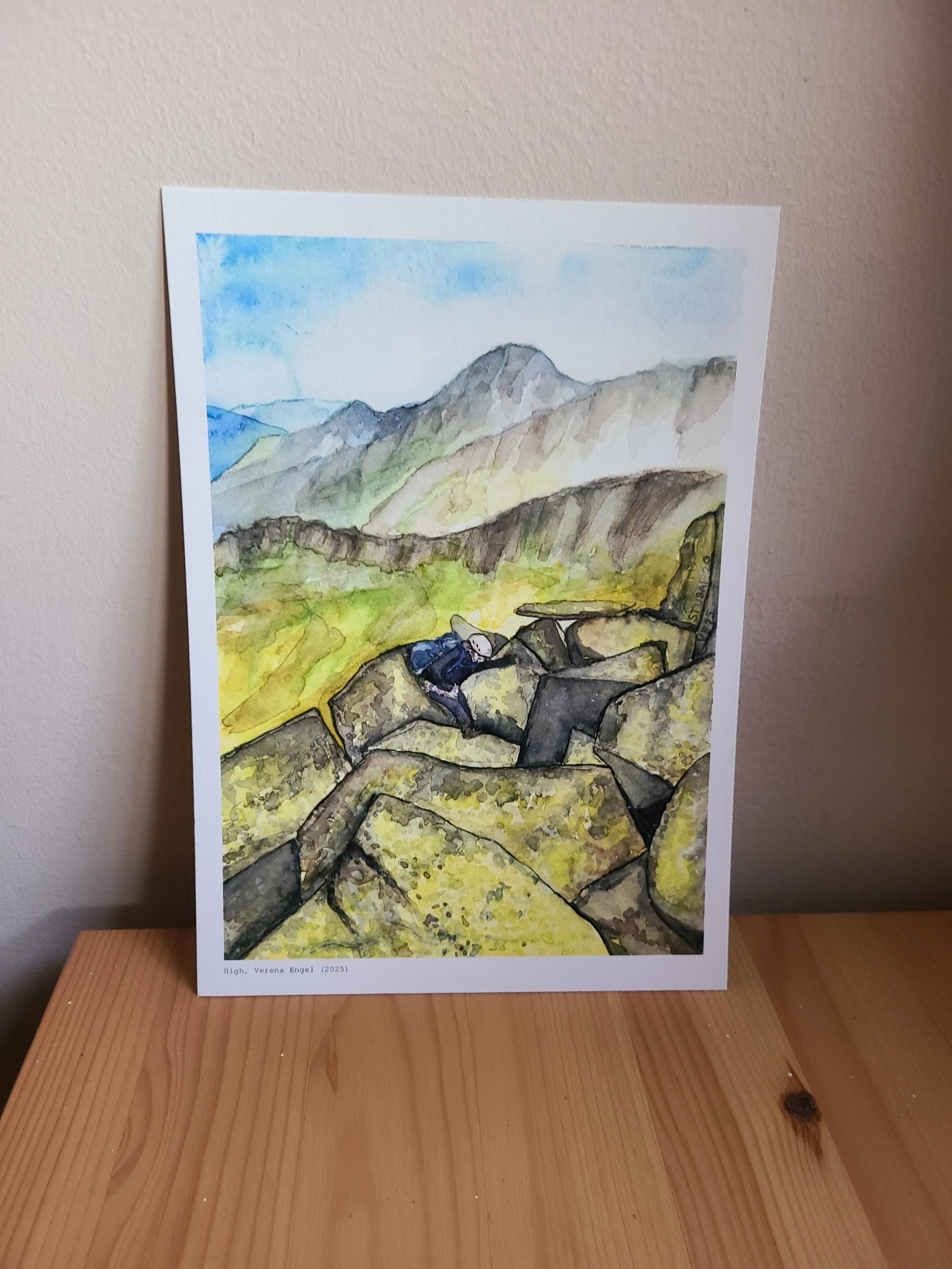山、サイクリング、登山を描いた様々な水彩画 - Etsy 日本