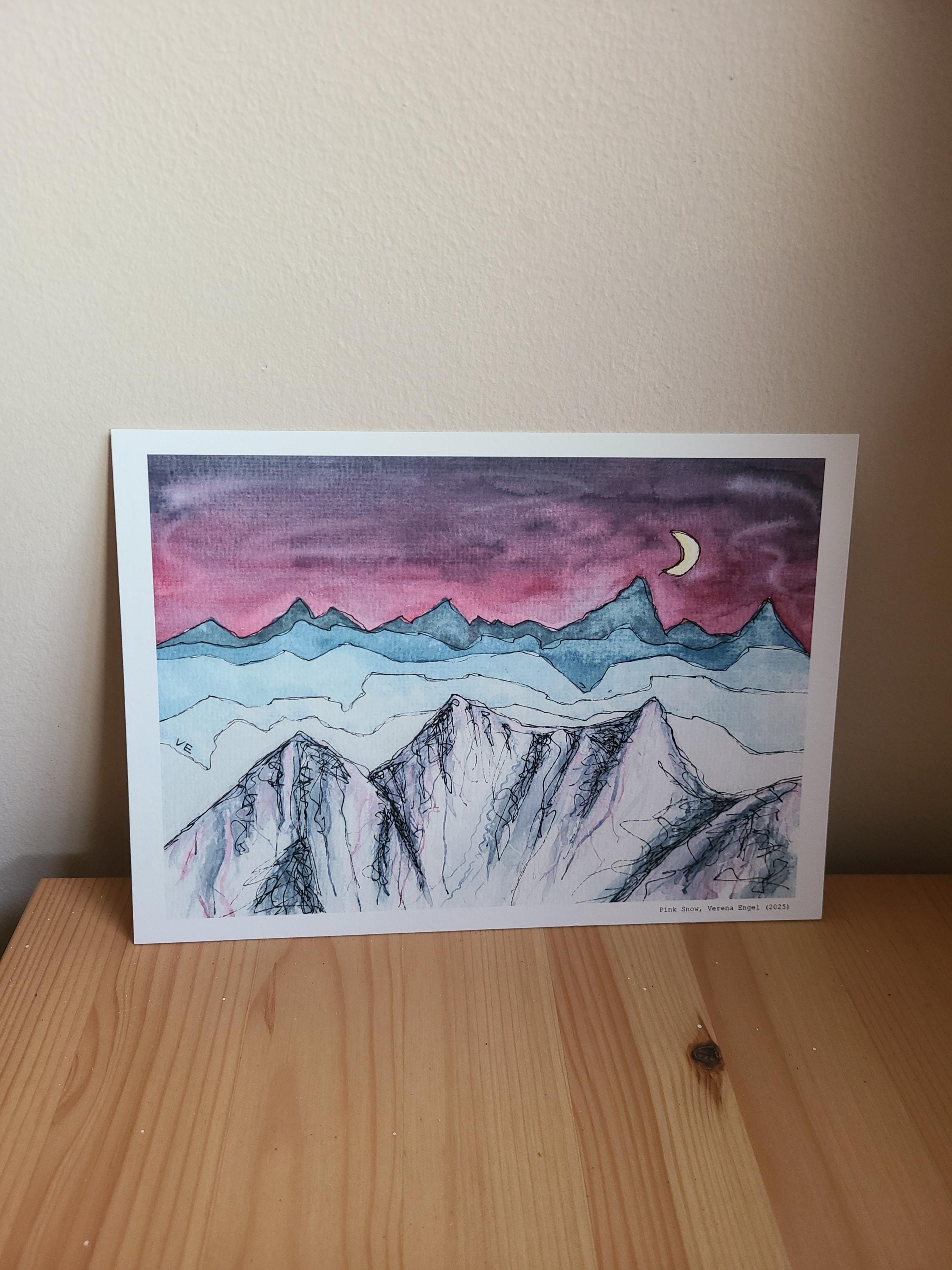 山、サイクリング、登山を描いた様々な水彩画 - Etsy 日本