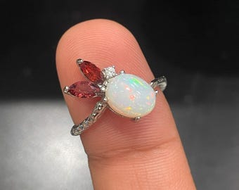 Natural White Opal Ring | Sterling Silver 925 | October Birthstone | Minimalist Style | Gifts For Her