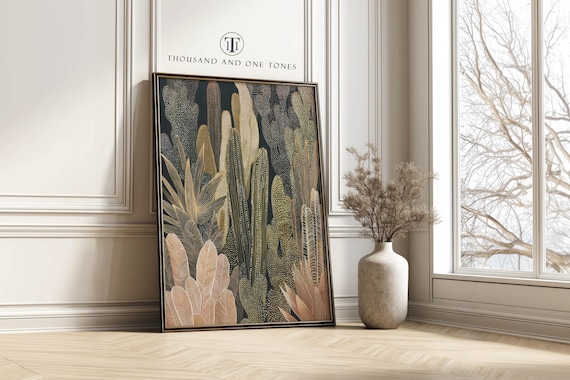 Boho Mexican Cactus Print Modern Southwestern Green Botanical Art Print Yayoi Kusama Wall Poster