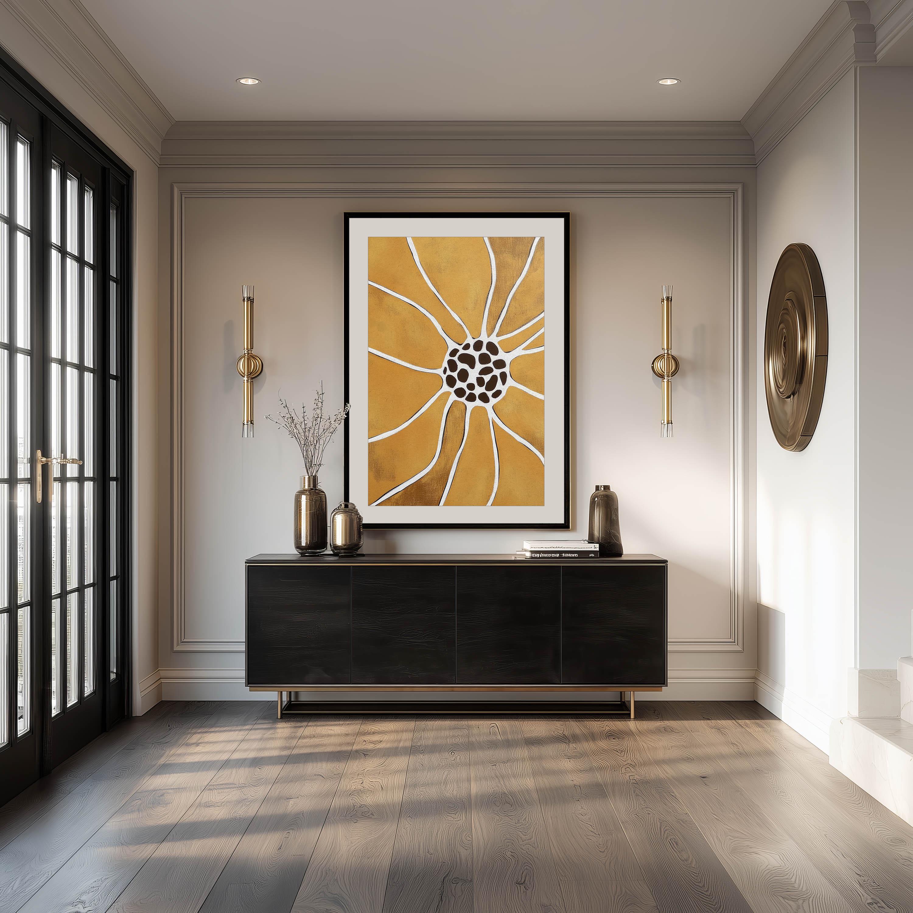 Mustard Yellow Modern Abstract Flower Wall Art Contemporary Boho Print ...