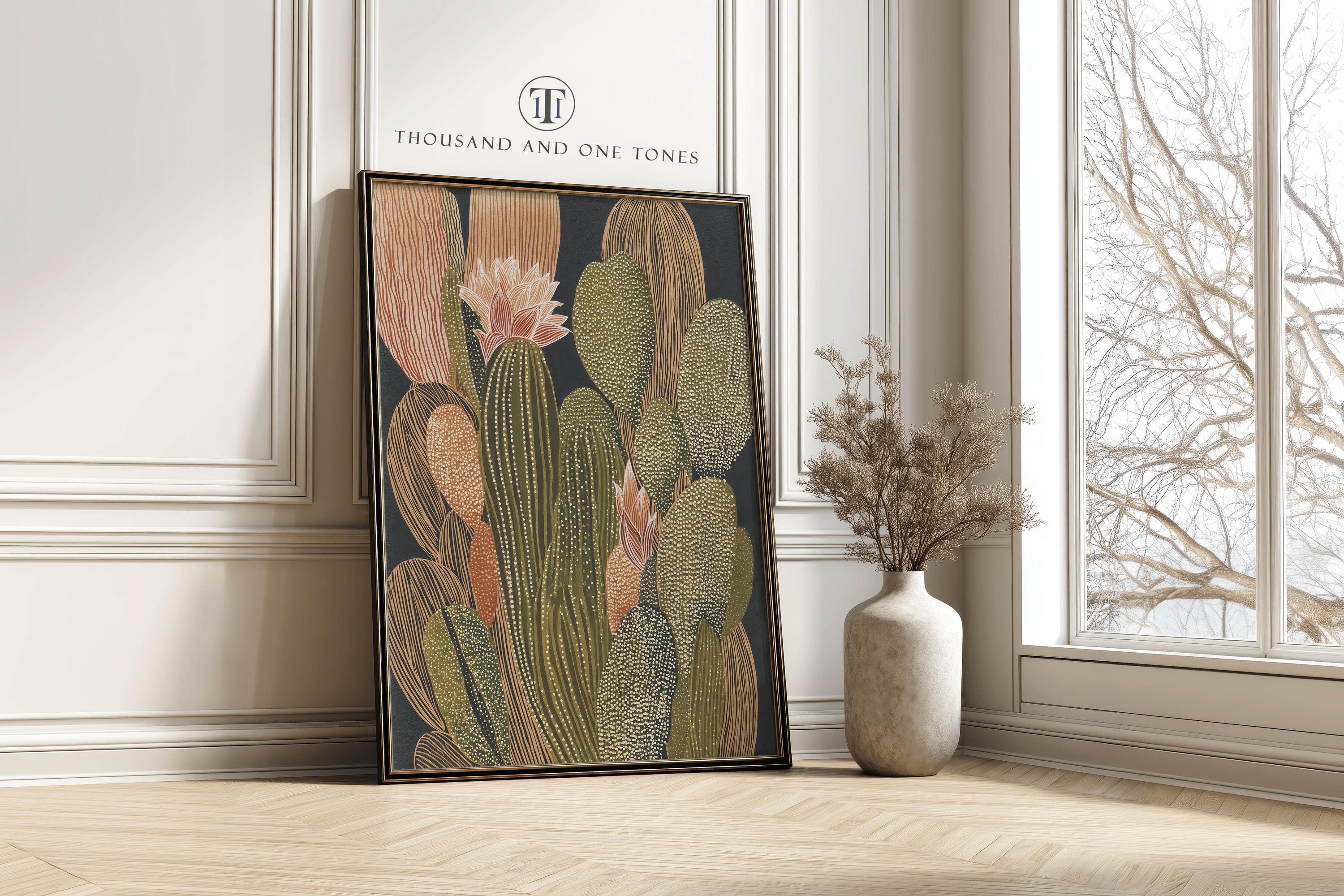 Saguaro Desert Cactus Wall Art Print, Bodern Boho Botanical Poster for ...