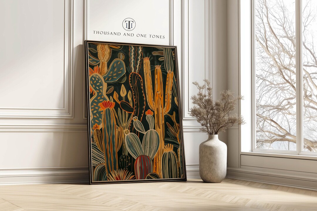 Desert Cactus Poster Modern Southwestern Botanical Art Print Mid ...