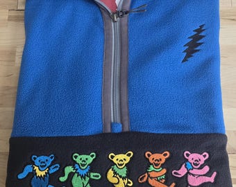 Grateful Dead Dancing Bears 1/4 zip Fleece Atlantic Blue/ Black