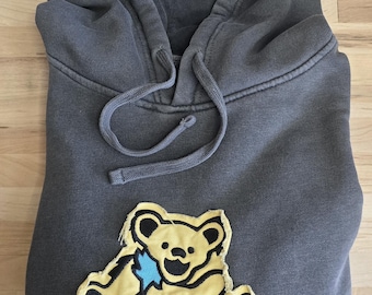 Dancing Bear Charcoal Pigment-Dyed Hoodie
