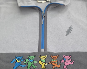 Grateful Dead Dancing Bears 1/4 Zip Fleece Smoke/ Cinder