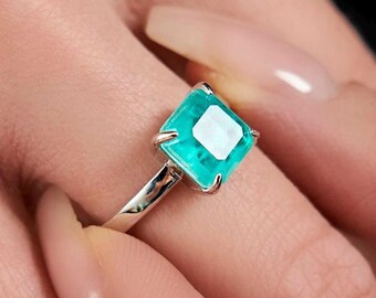 エメラルドカットエメラルドリング、2カラット6×8mmエメラルドカット