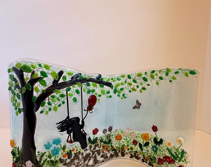 Fused Glass Art - Girl on a Swing | Quiet Moment Series