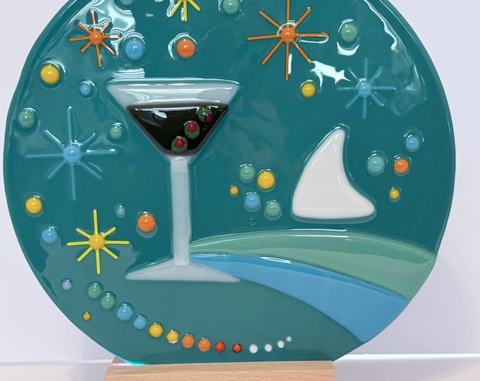 Mid Century Modern Fused Glass - Atomic Martini