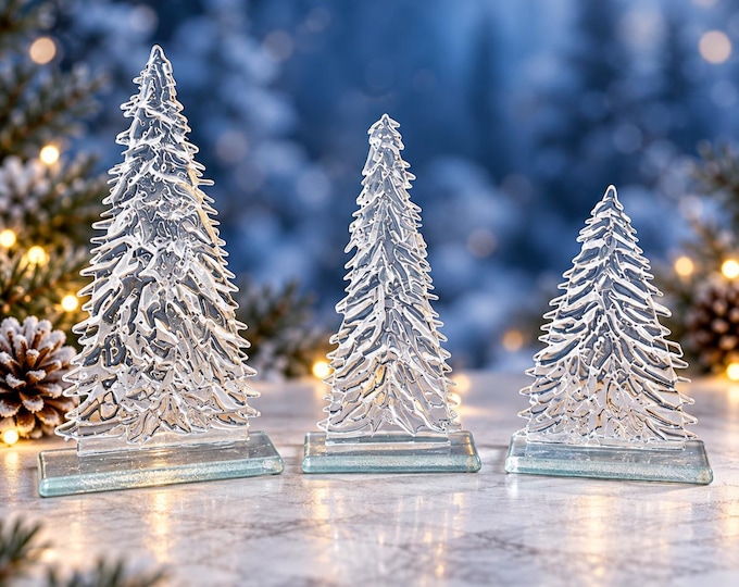 Winter Tree Collection in Fused Glass