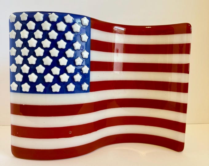 Fused Glass American Flag Sculpture