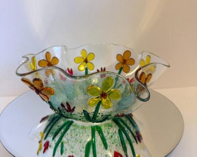 Handmade Fused Glass Flower Bowl