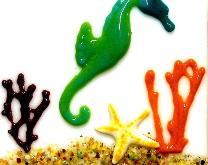Fused Glass Seahorse Night Light