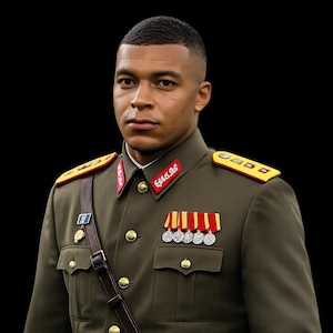 Generale Mbappé PNG / Fan art di calcio militare / Design trasparente per sublimazione (Download digitale)