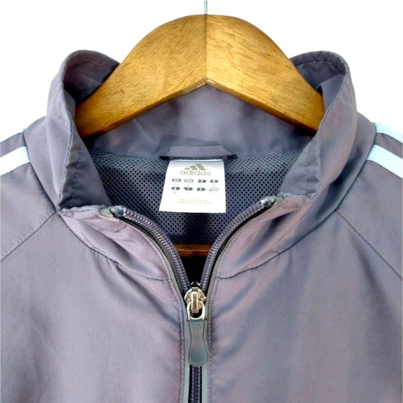VTG Y2K Adidas CLIMALITE Track Jacket Windbreaker Full Zip Gray