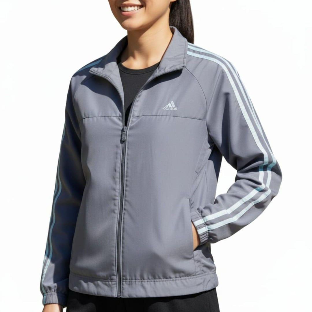 VTG Y2K Adidas CLIMALITE Track Jacket Windbreaker Full Zip Gray