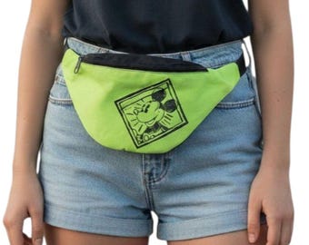 RARE VTG 1992 Disney World Neon Green Fresh Mouse Mickey Fanny Pack 90s