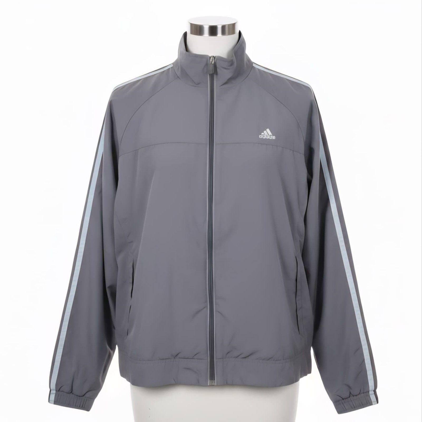VTG Y2K Adidas CLIMALITE Track Jacket Windbreaker Full Zip Gray