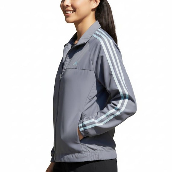 VTG Y2K Adidas CLIMALITE Track Jacket Windbreaker Full Zip Gray