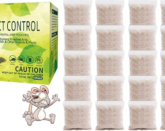 Bolsas repelentes de roedores y ratones con aceite de menta, ingredientes naturales. Repelen ratas para el hogar, el coche, la autocaravana, el barco y el garaje. Una bolsa = 90 días.